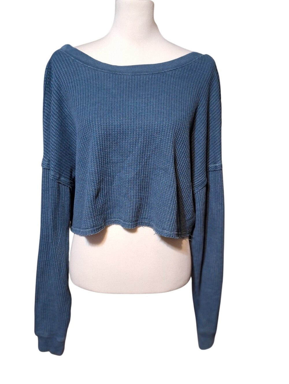 SO Medium Thermal Waffle Knit Oversized Boxy Top Boho